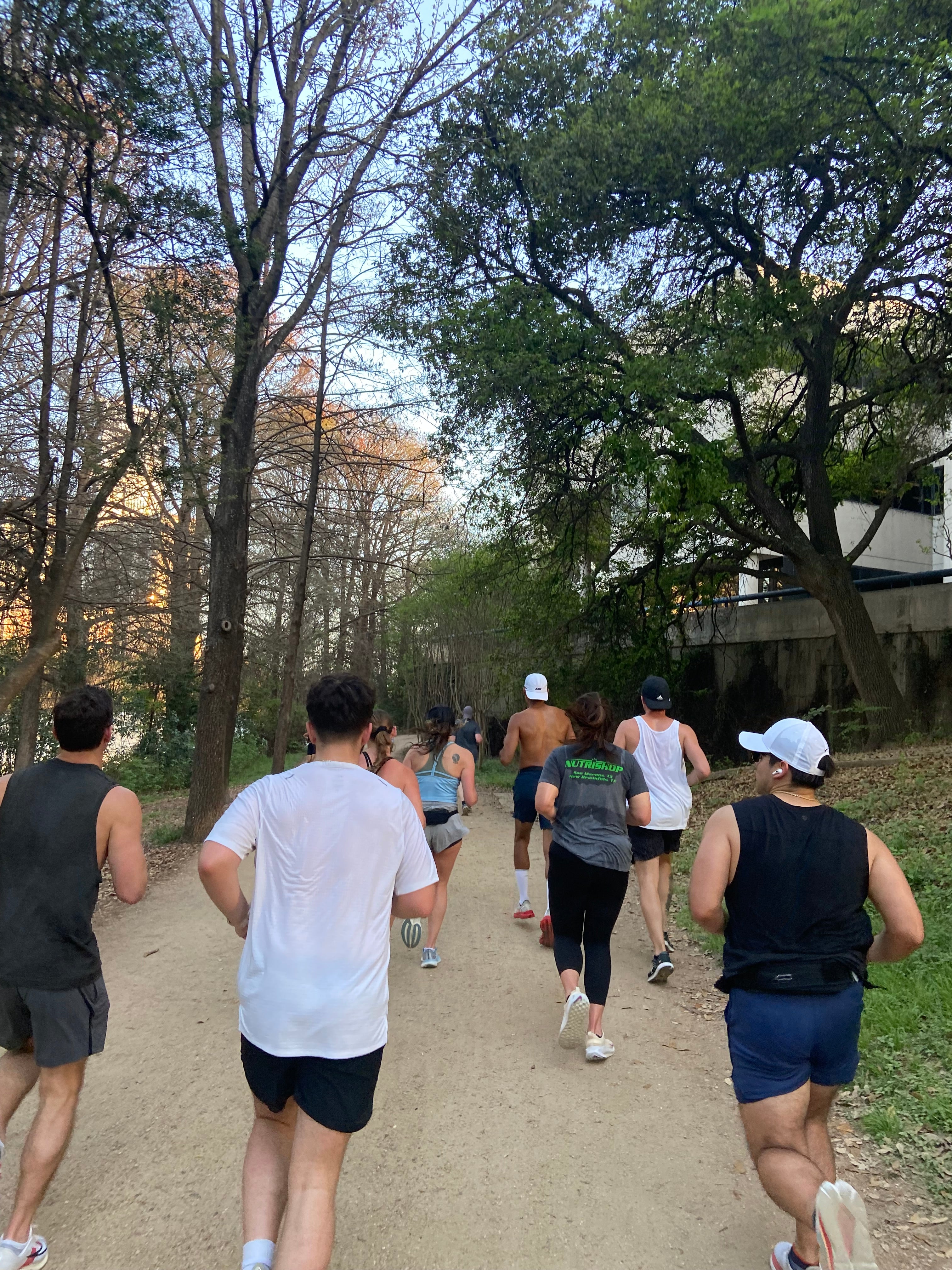 Run club on the trail, Austin. Early morning.